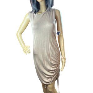 (5 for $25) Antistar Ruched Side Sleeveless Dress‎ in Khaki -NWT